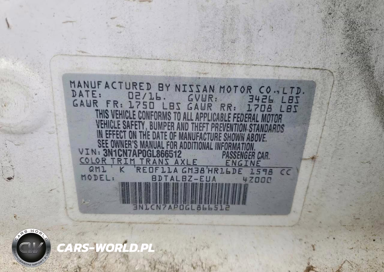 2016 Nissan Versa 1.6 Sv VIN:3N1CN7AP0GL866512 - 12
