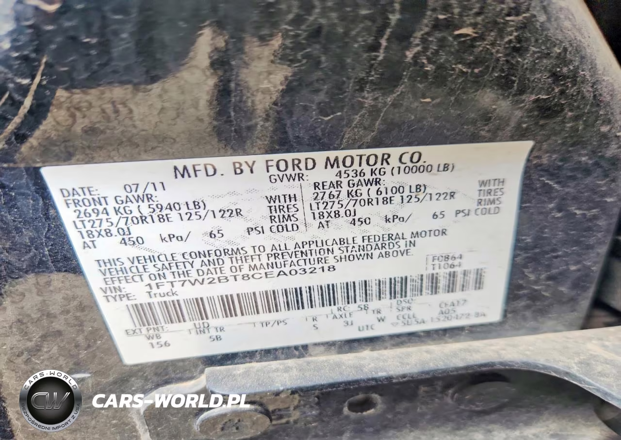 2012 Ford F250 Super Duty VIN:1FT7W2BT8CEA03218 - 12