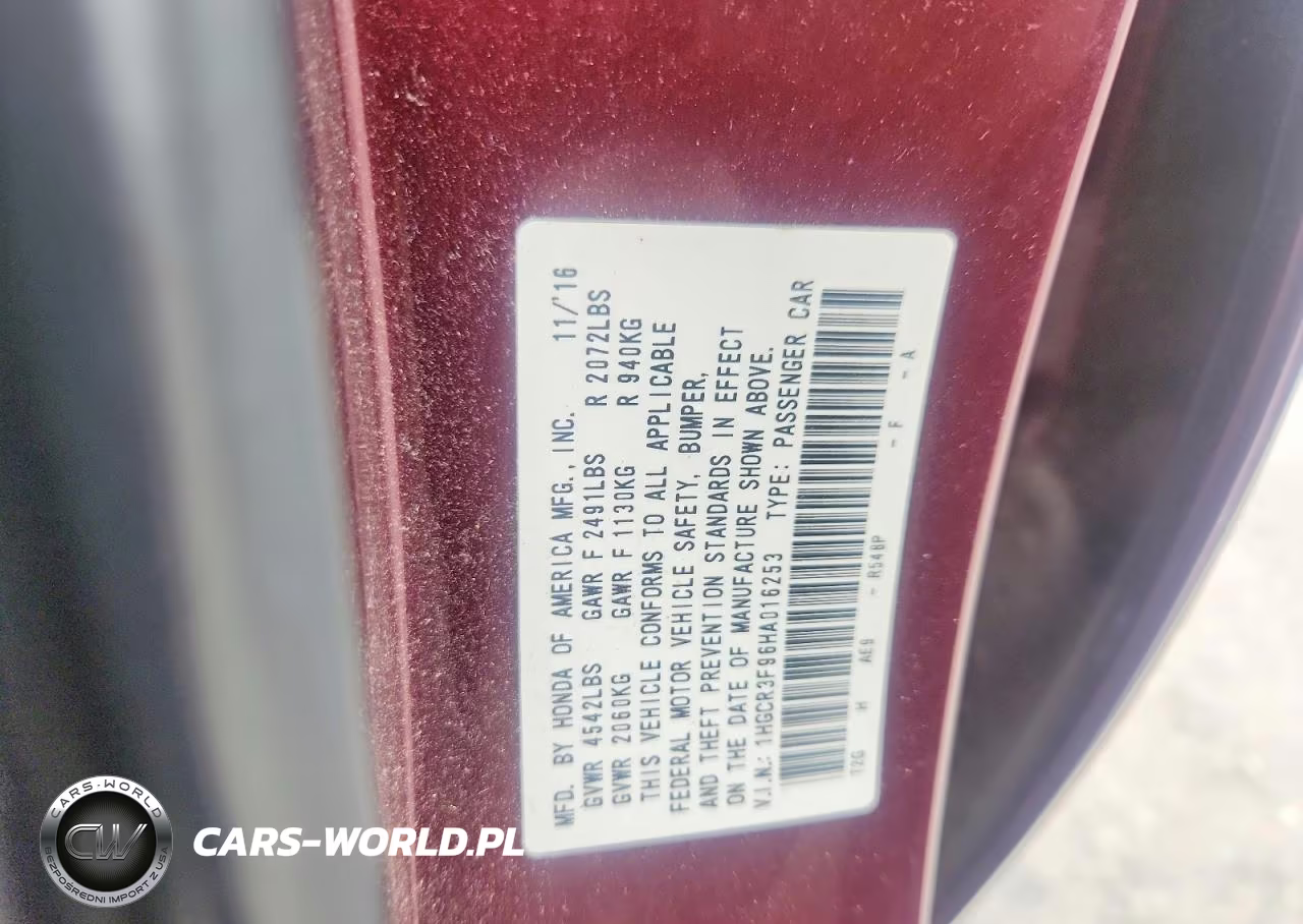 2017 Honda Accord Touring VIN:1HGCR3F96HA016253 - 13
