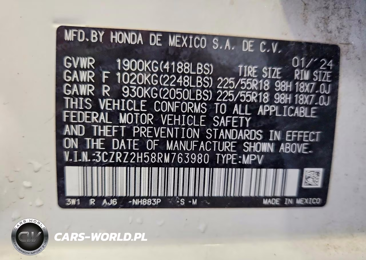 2024 Honda Hr-V Sport VIN:3CZRZ2H58RM763980 - 14
