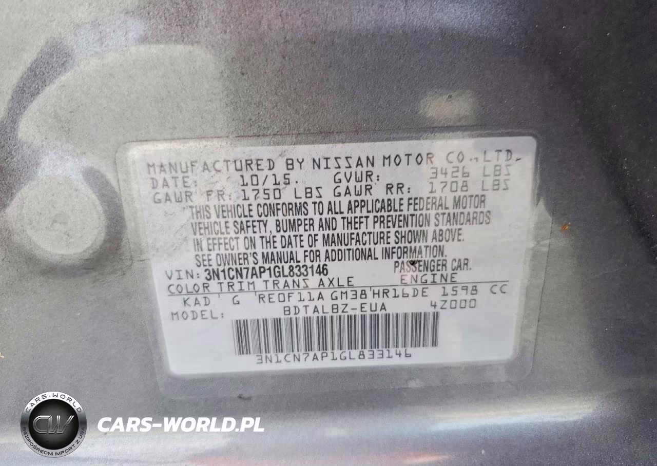 2016 Nissan Versa 1.6 Sv VIN:3N1CN7AP1GL833146 - 13