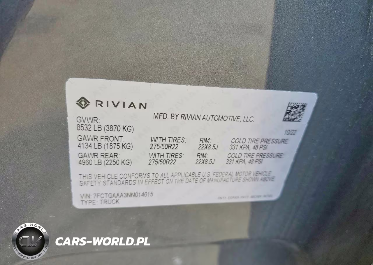 2022 Rivian R1T Adventure VIN:7FCTGAAA3NN014615 - 12