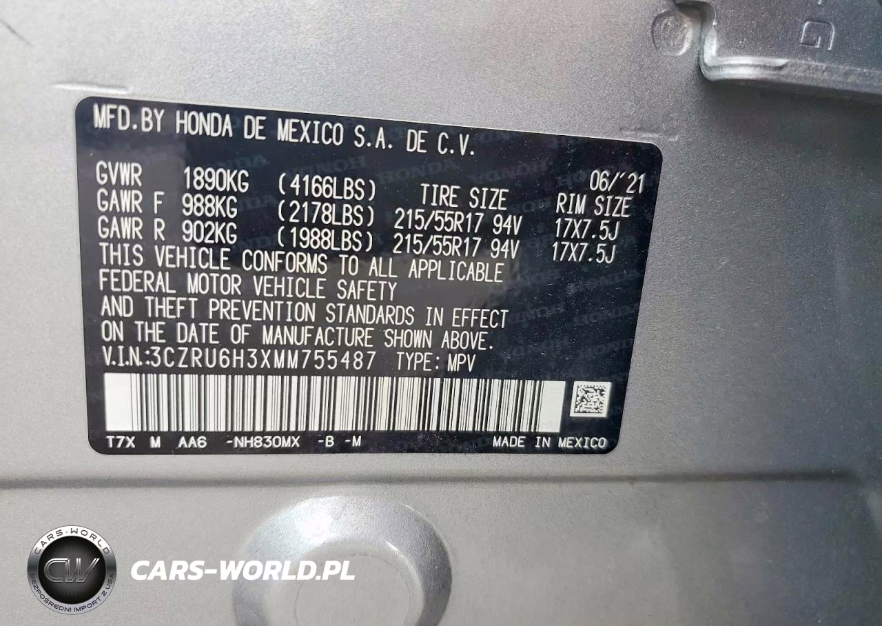 2021 Honda Hr-V Lx VIN:3CZRU6H3XMM755487 - 12