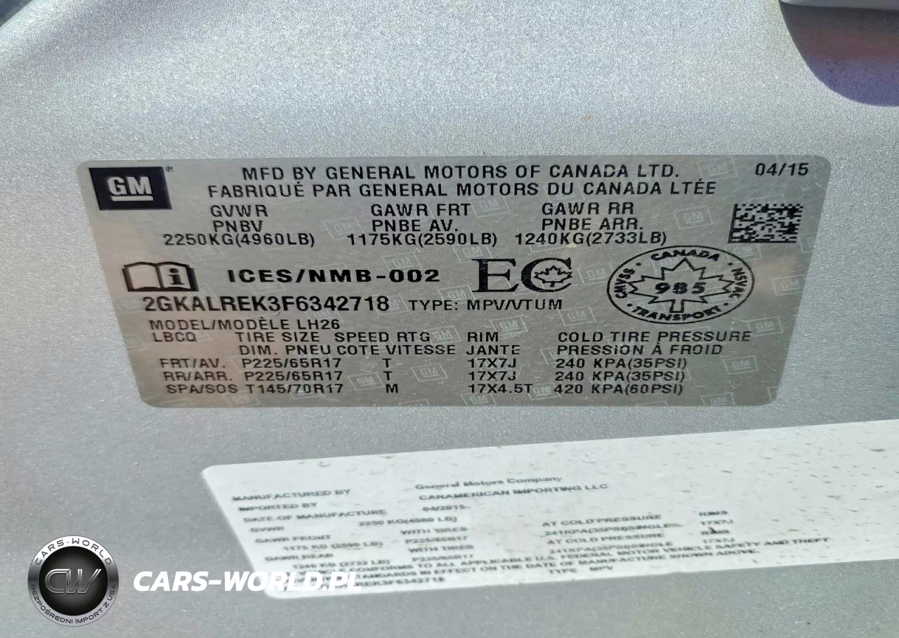 2015 GMC Terrain Sle VIN:2GKALREK3F6342718 - 13