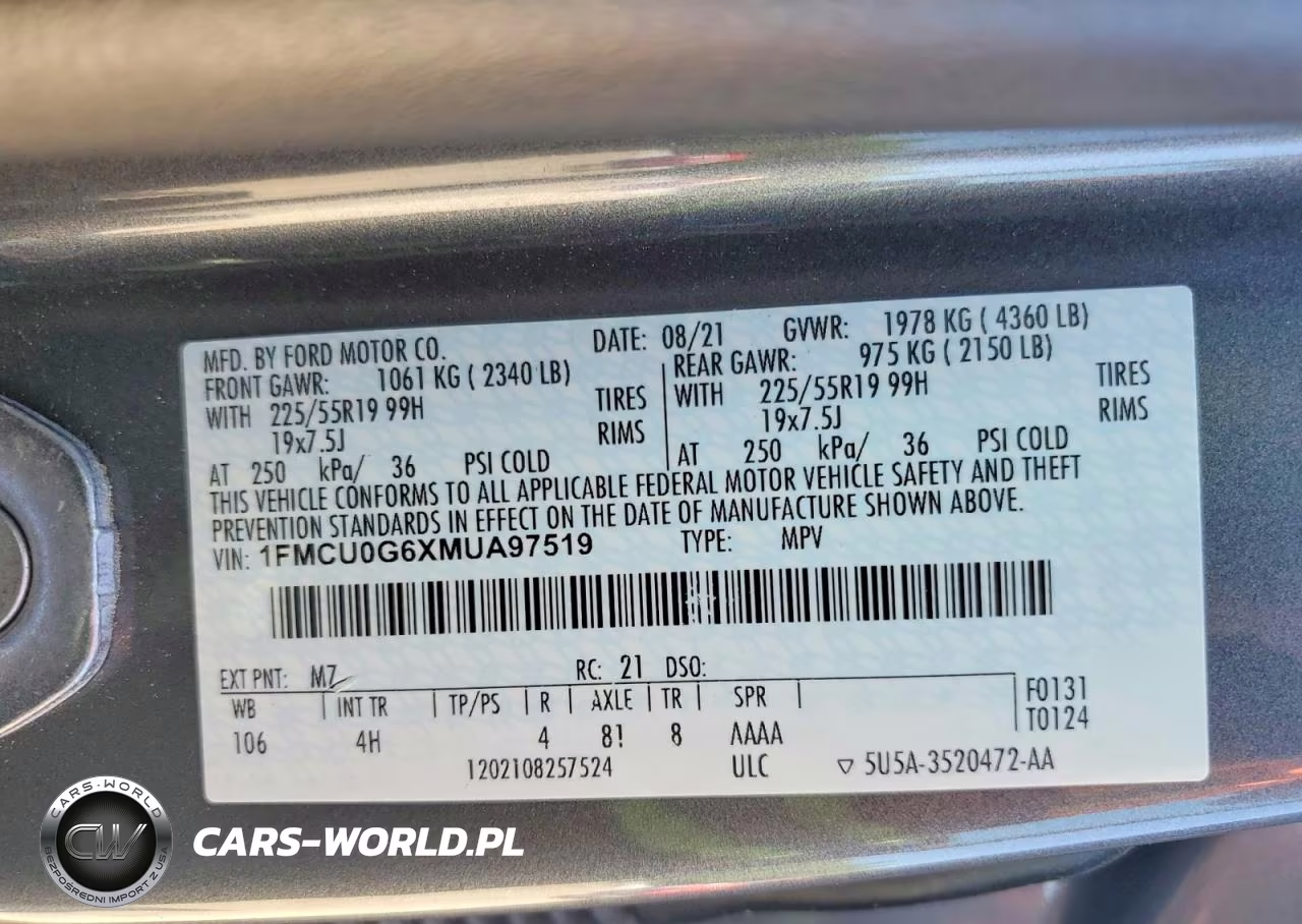 2021 Ford Escape Se VIN:1FMCU0G6XMUA97519 - 13