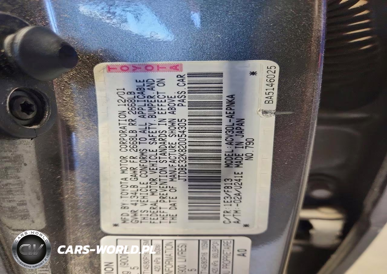 2002 Toyota Camry Le VIN:JTDBE32K820054305 - 12