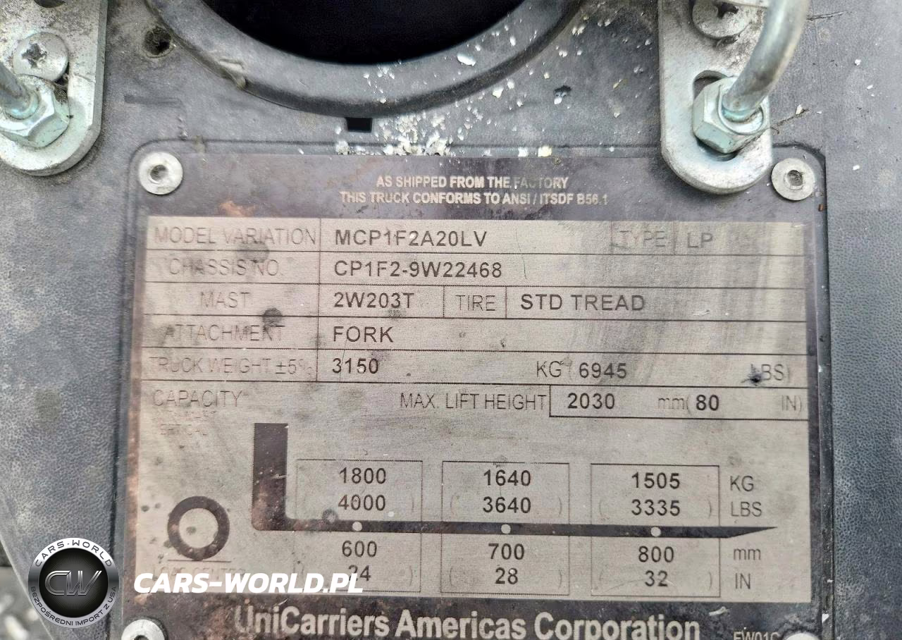 2016 Nissan Forklift Industrial VIN:CP1F29W22468 - 10