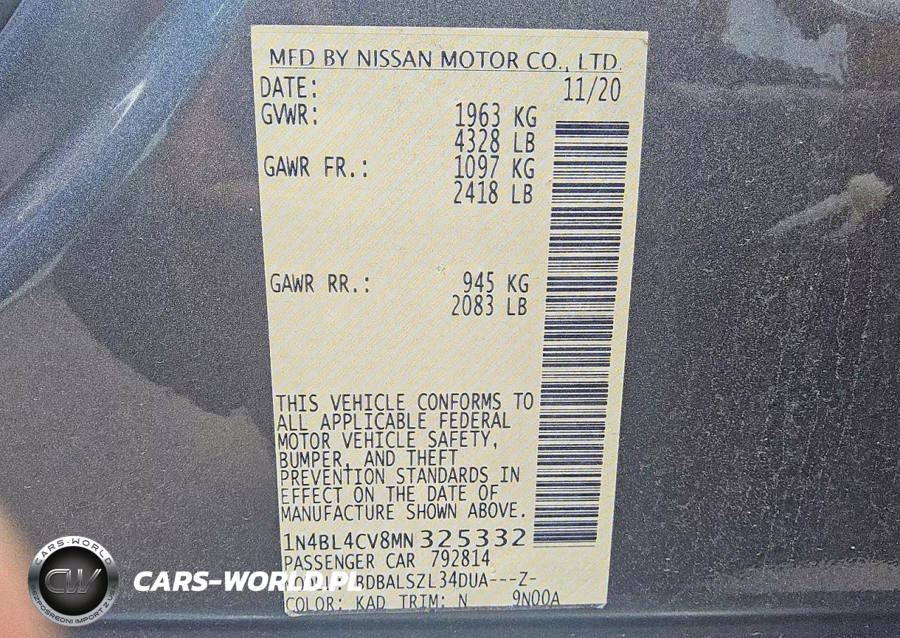 2021 Nissan Altima Sr VIN:1N4BL4CV8MN325332 - 12