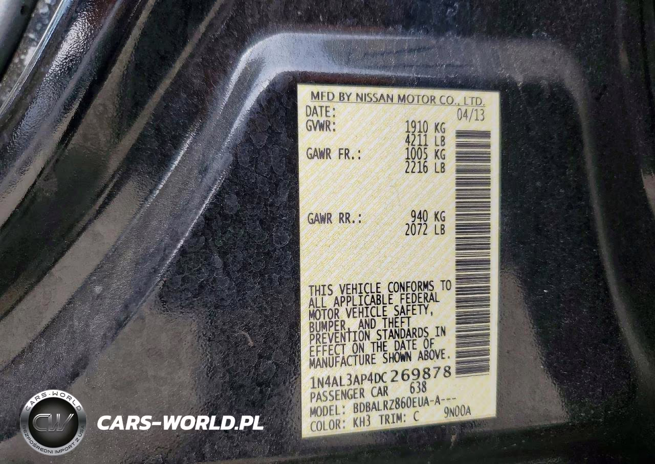 2013 Nissan Altima 2.5 VIN:1N4AL3AP4DC269878 - 12