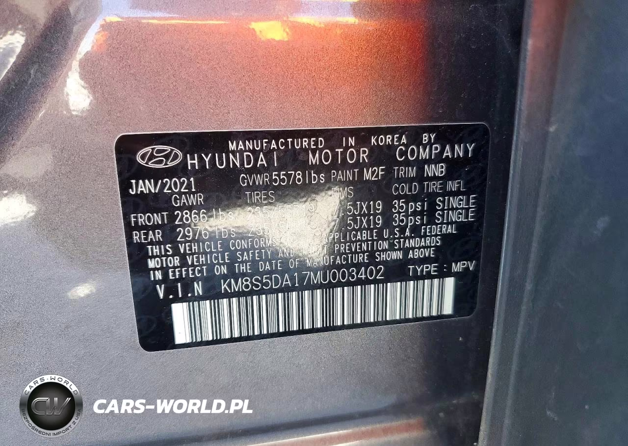 2021 Hyundai Santa Fe Limited VIN:KM8S5DA17MU003402 - 12