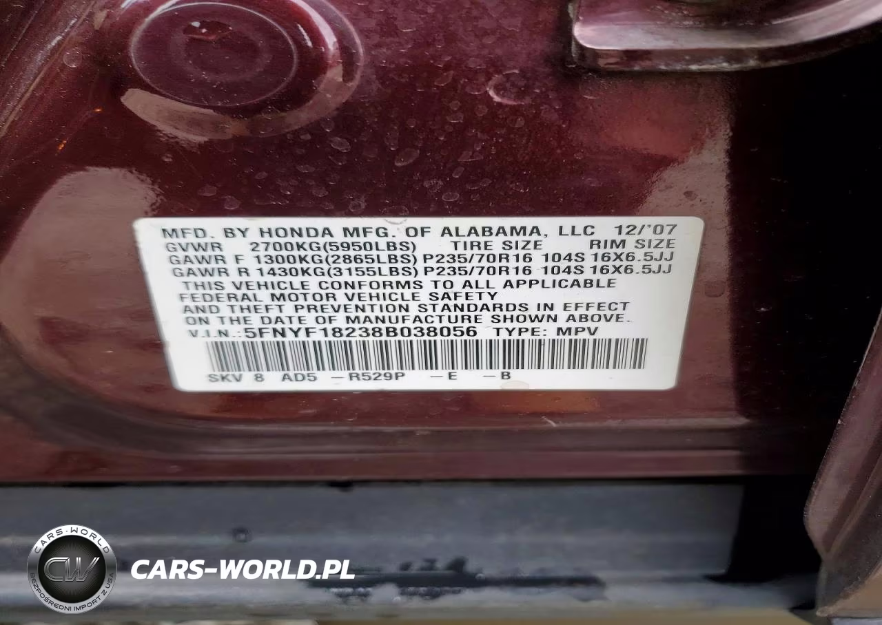 2008 Honda Pilot Vp VIN:5FNYF18238B038056 - 13