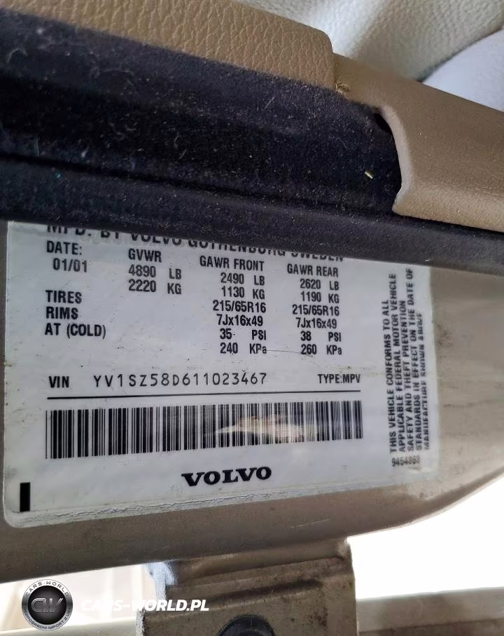 2001 Volvo V70 Xc VIN:YV1SZ58D611023467 - 12