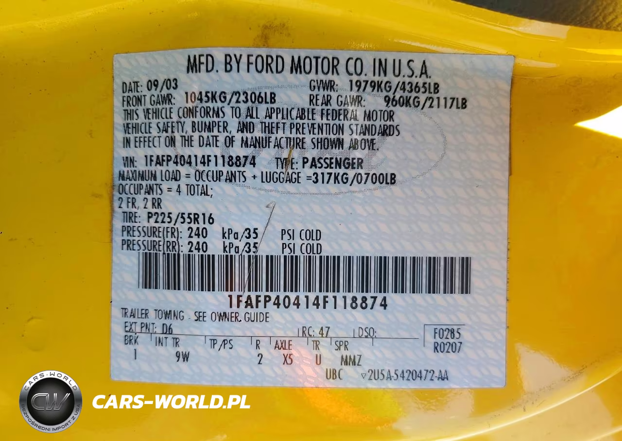 2004 Ford Mustang VIN:1FAFP40414F118874 - 12