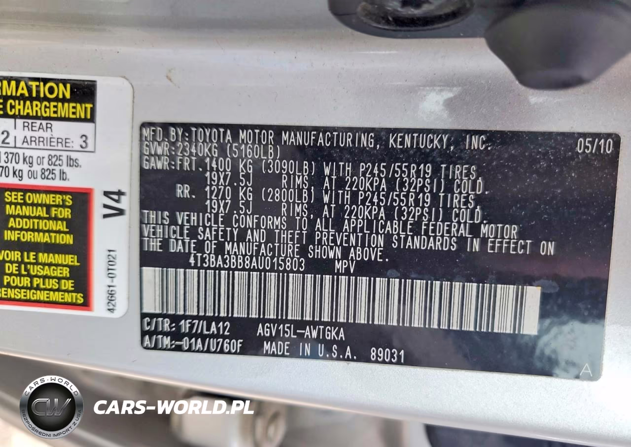 2010 Toyota Venza Awd 4Cyl VIN:4T3BA3BB8AU015803 - 12