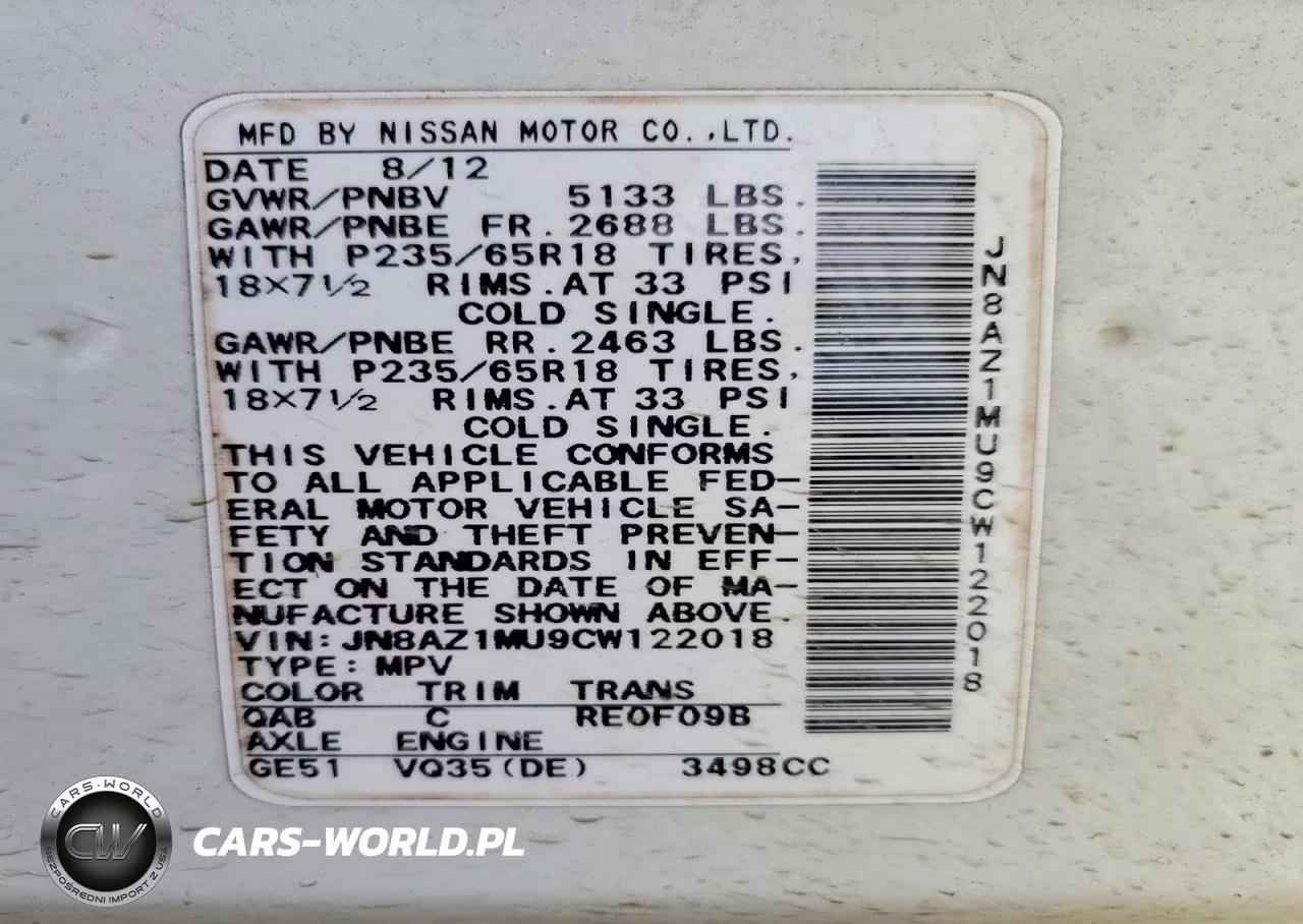 2012 Nissan Murano S VIN:JN8AZ1MU9CW122018 - 12