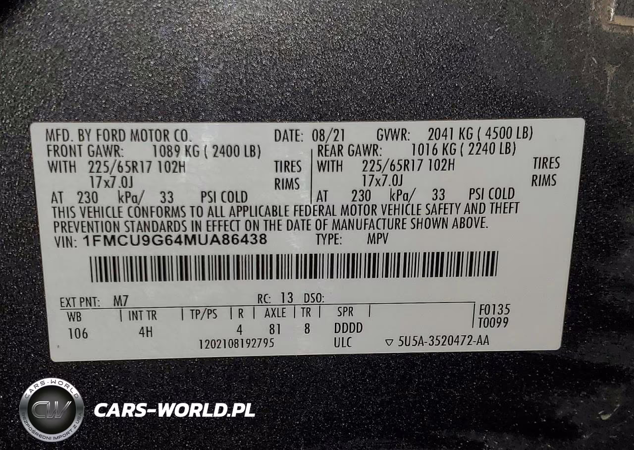 2021 Ford Escape Se VIN:1FMCU9G64MUA86438 - 14