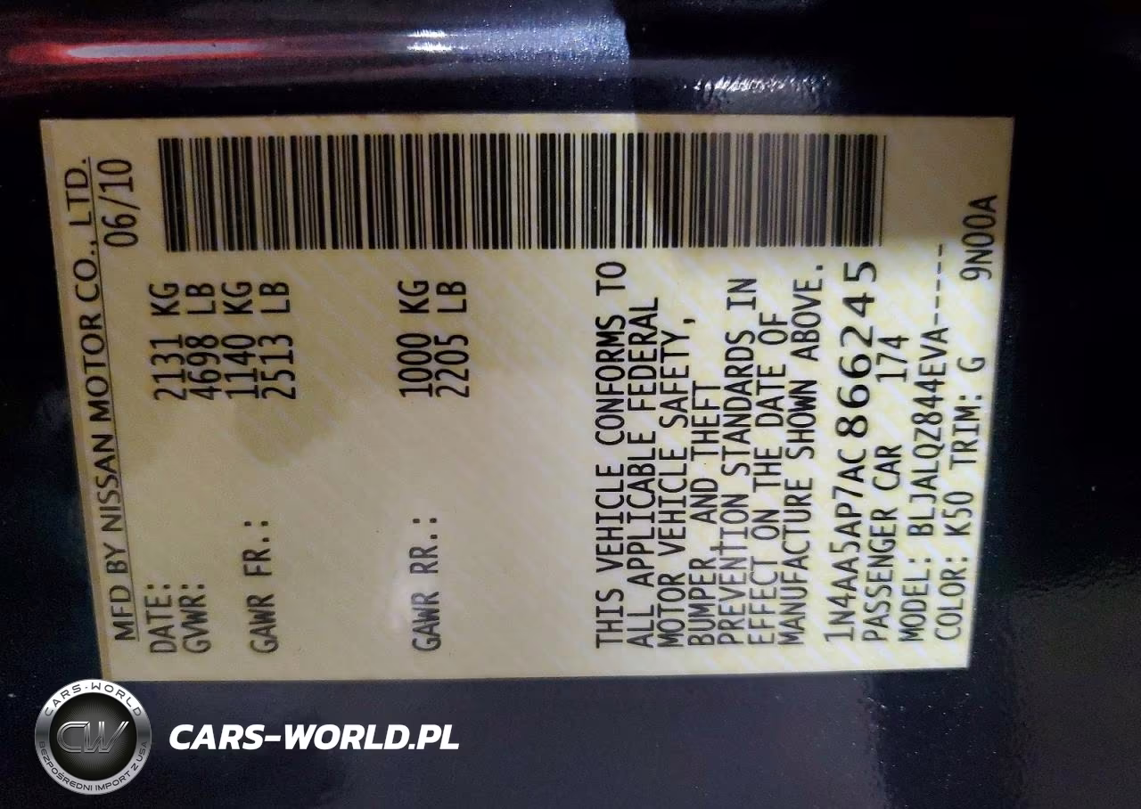 2010 Nissan Maxima 3.5 S VIN:1N4AA5AP7AC866245 - 13