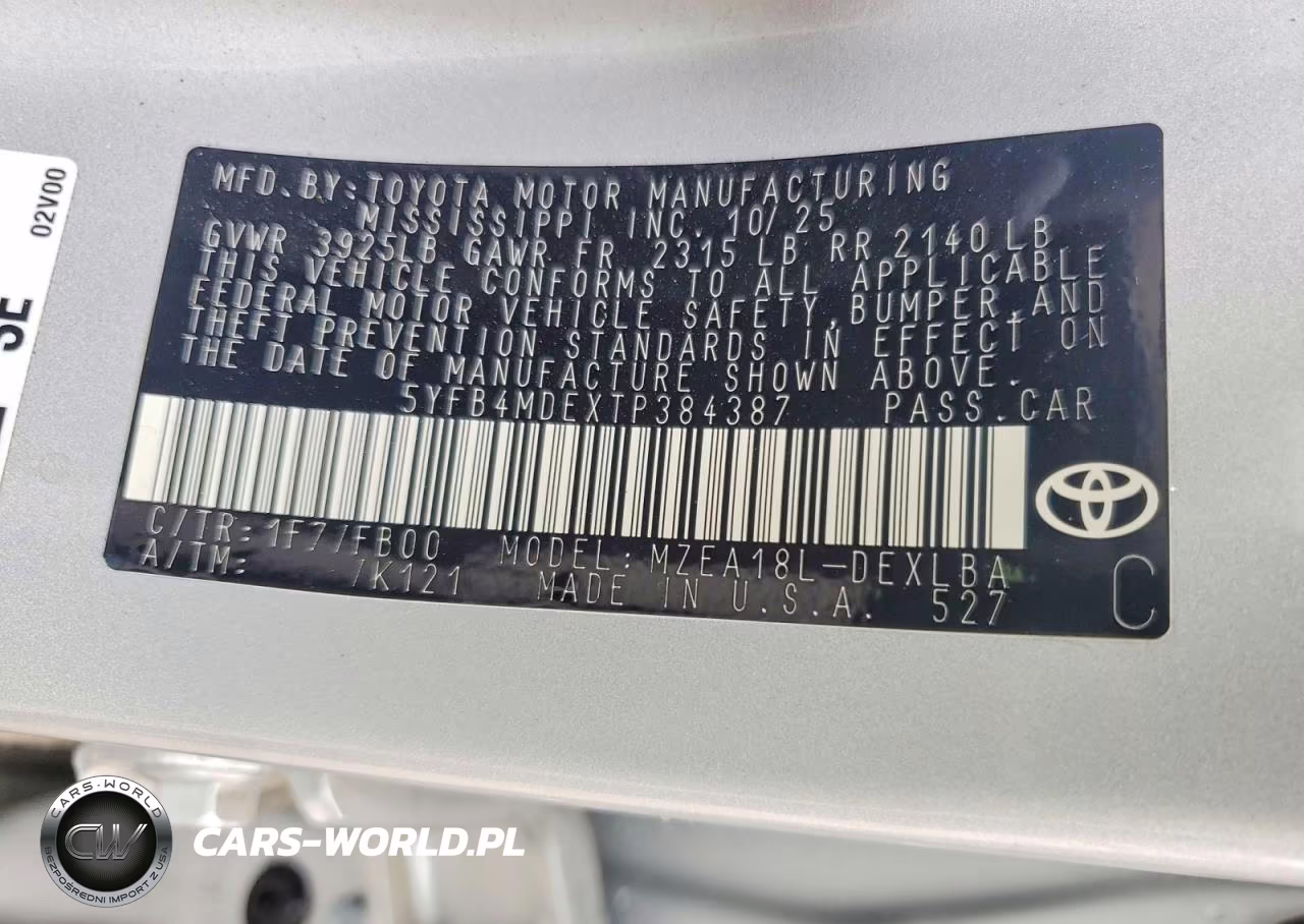 2026 Toyota Corolla Le VIN:5YFB4MDEXTP384387 - 13