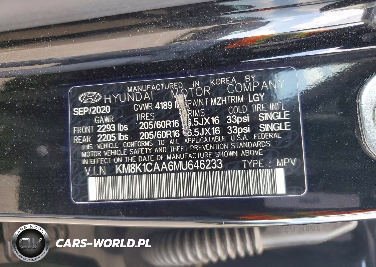 2021 Hyundai Kona Se VIN:KM8K1CAA6MU646233 - 14