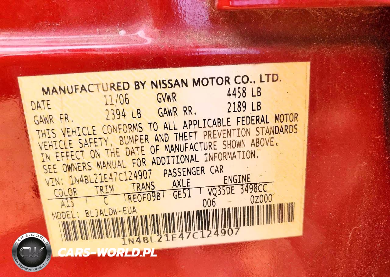 2007 Nissan Altima 3.5 Se VIN:1N4BL21E47C124907 - 13