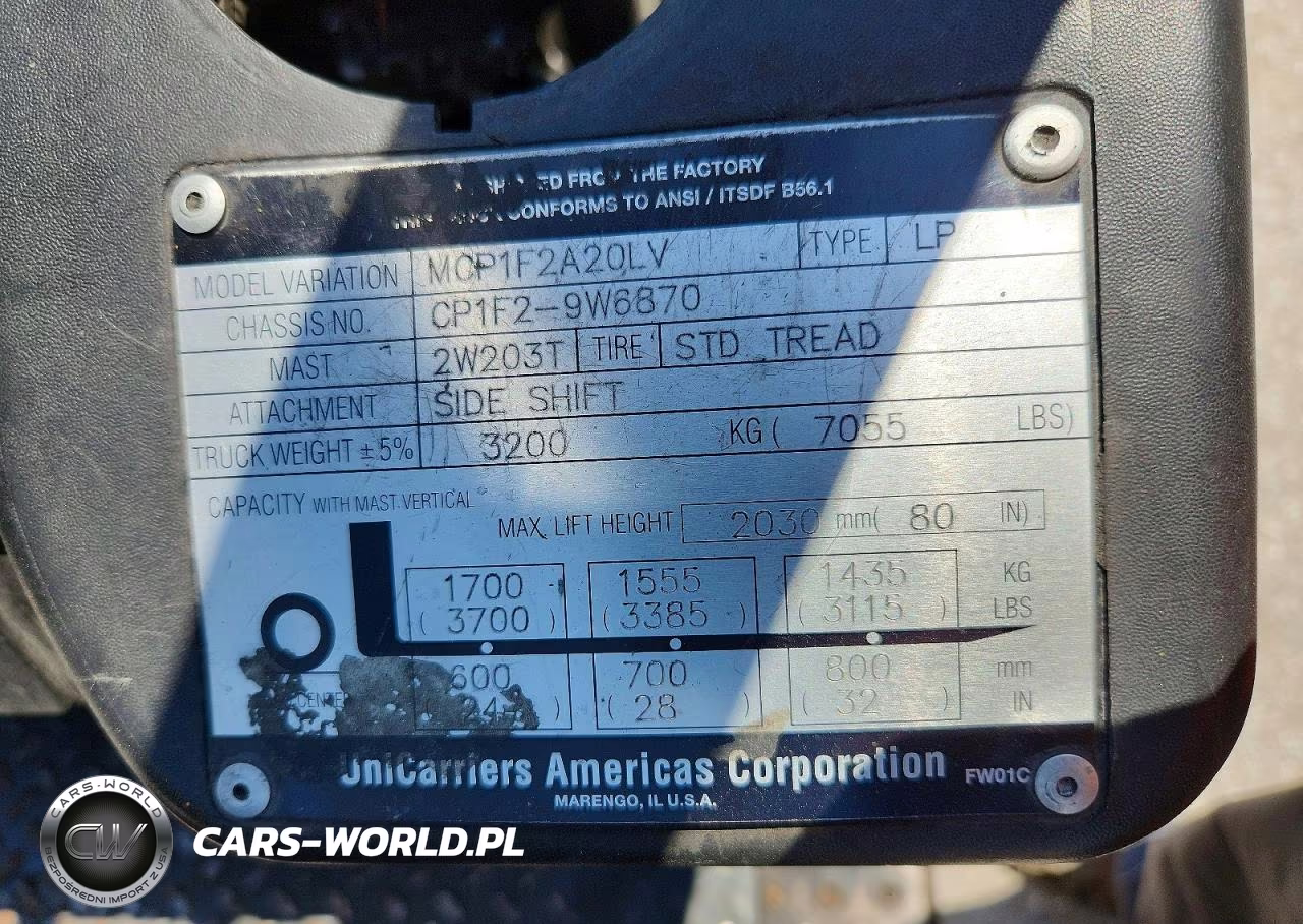 2015 Unicarriers Mcp1F2A20Lv Forklift VIN:CP1F29W6870 - 10