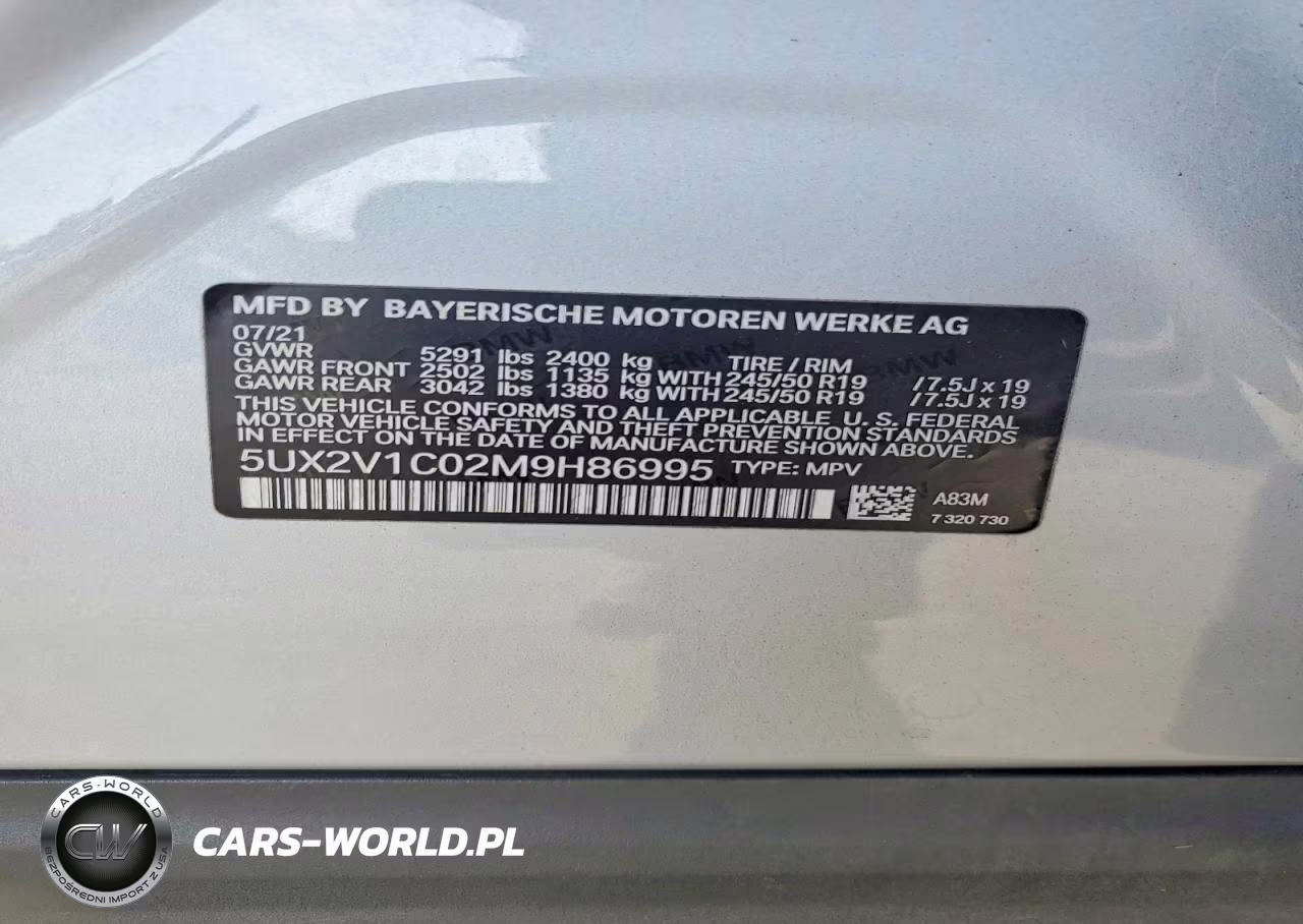 2021 BMW X4 xDrive30I VIN:5UX2V1C02M9H86995 - 13