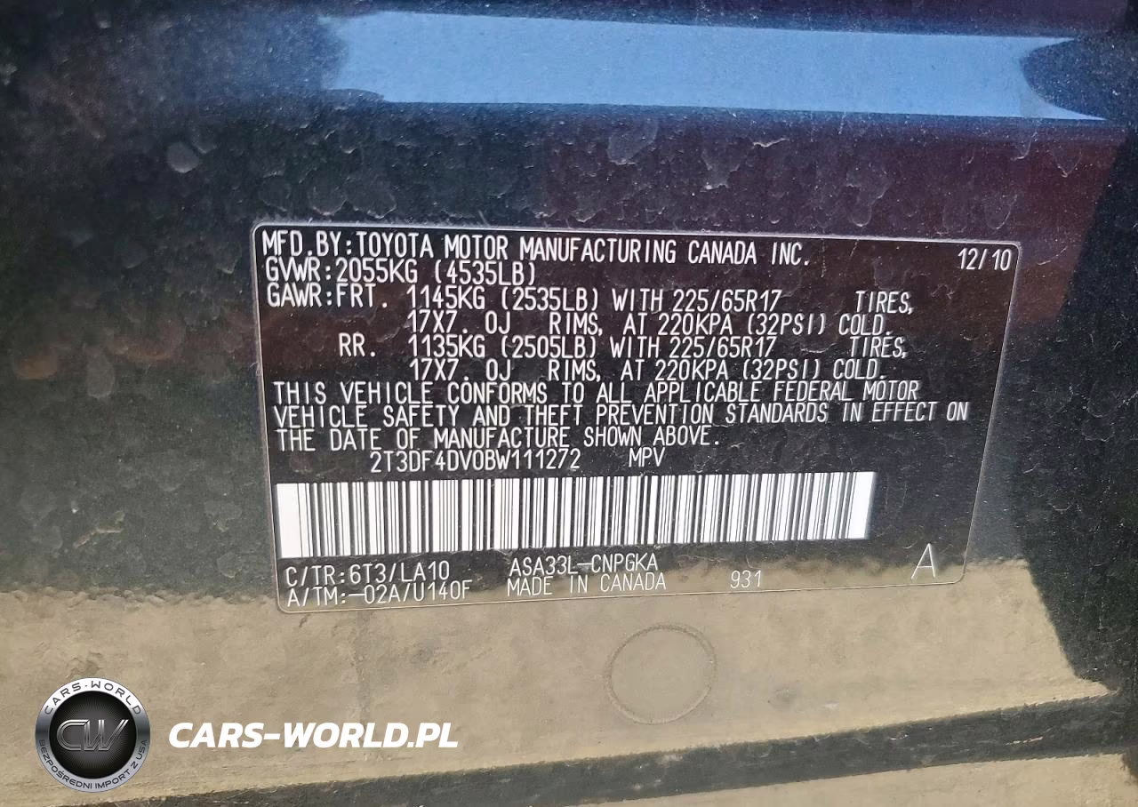 2011 Toyota Rav4 Limited VIN:2T3DF4DV0BW111272 - 12