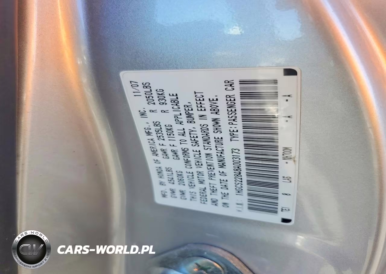 2008 Honda Accord Exl VIN:1HGCS22848A003173 - 12