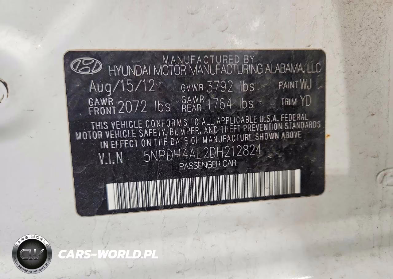 2013 Hyundai Elantra Limited VIN:5NPDH4AE2DH212824 - 12