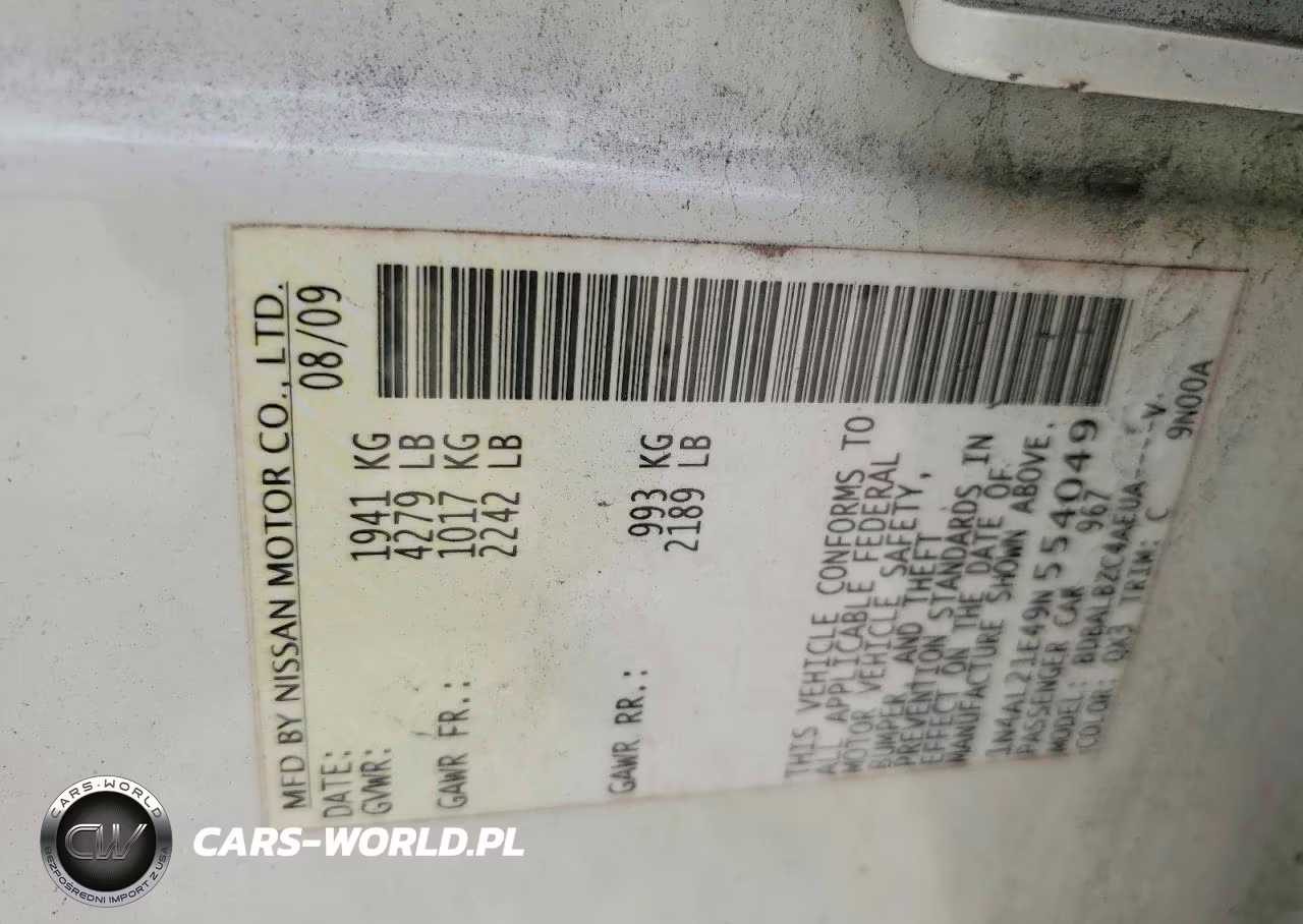 2009 Nissan Altima 2.5 VIN:1N4AL21E49N554049 - 12