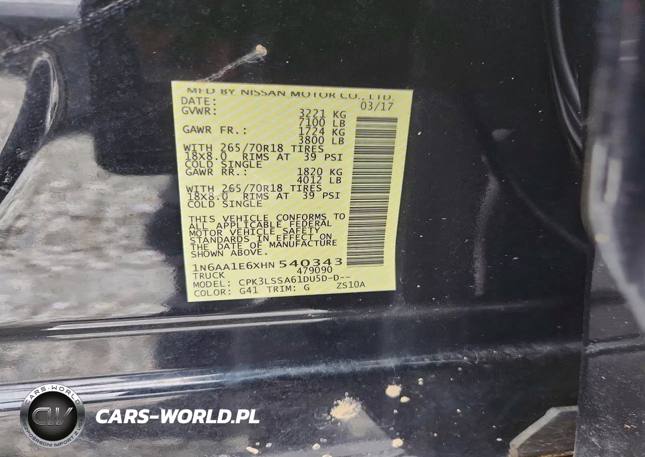2017 Nissan Titan Sv VIN:1N6AA1E6XHN540343 - 13