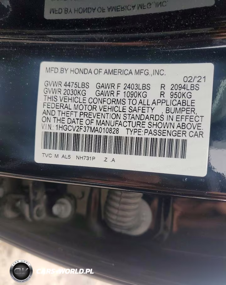 2021 Honda Accord Sport VIN:1HGCV2F37MA010828 - 12