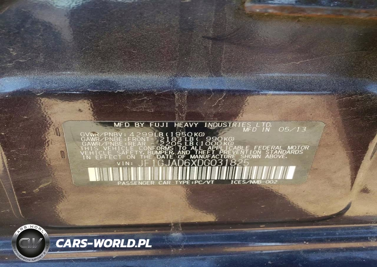 2013 Subaru Impreza Premium VIN:JF1GJAD6XDG031825 - 13