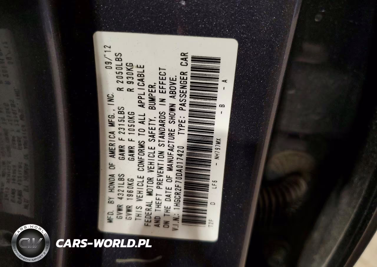 2013 Honda Accord Ex VIN:1HGCR2F70DA017420 - 13