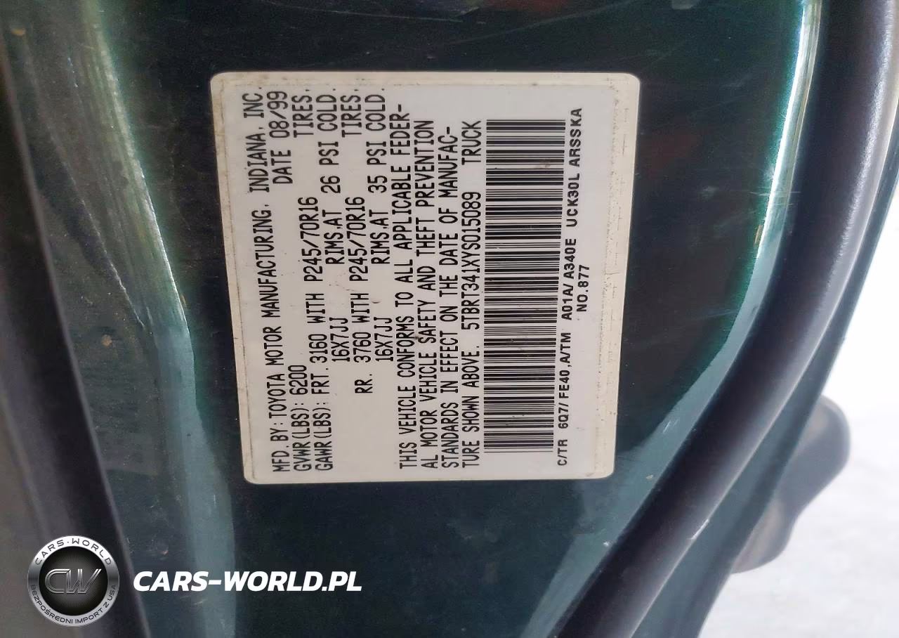 2000 Toyota Tundra Sr5 VIN:5TBRT341XYS015089 - 13