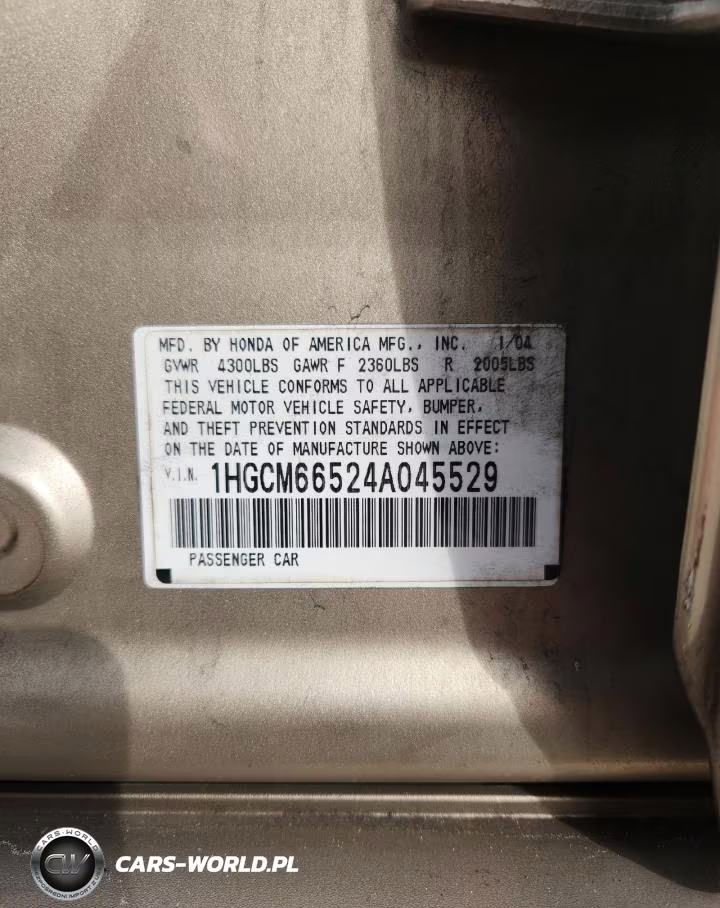 2004 Honda Accord Ex VIN:1HGCM66524A045529 - 12