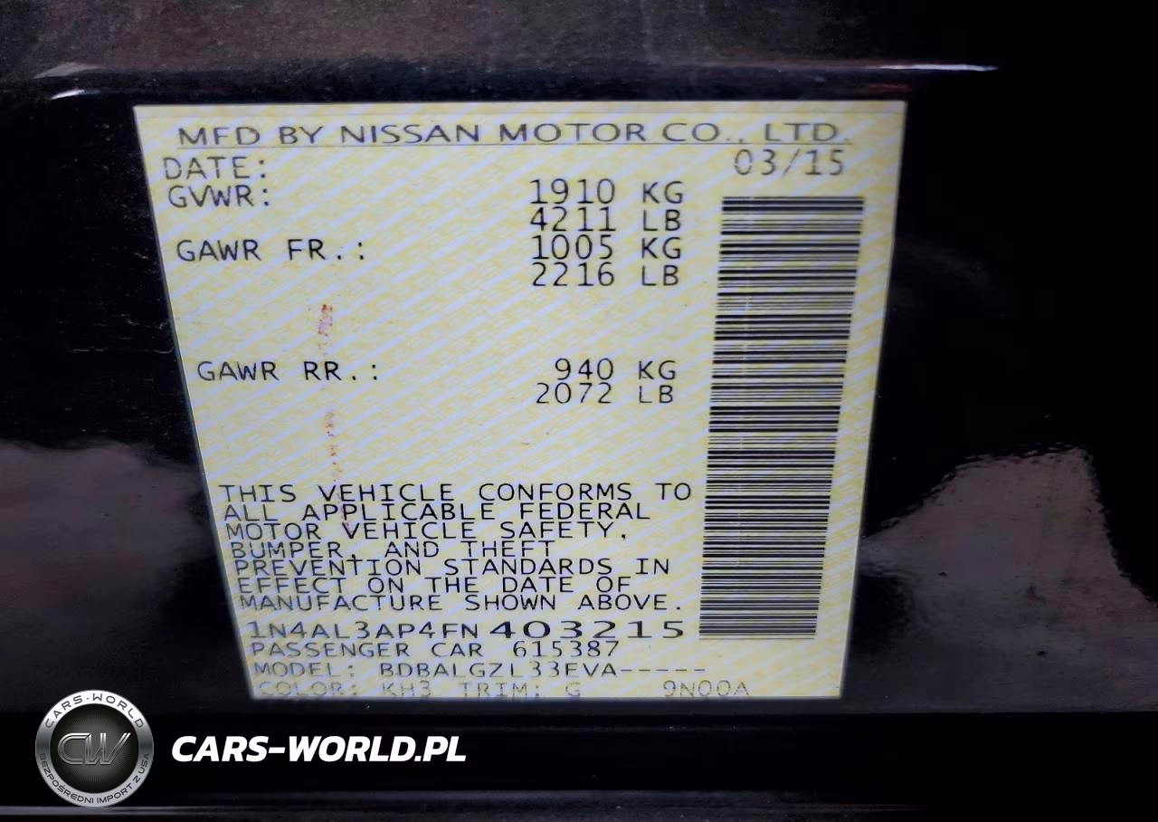 2015 Nissan Altima 2.5 S VIN:1N4AL3AP4FN403215 - 12