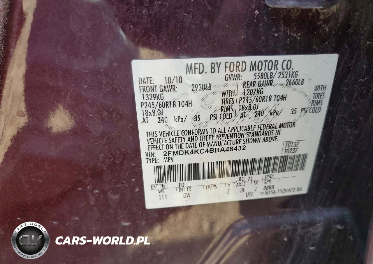 2011 Ford Edge Limited VIN:2FMDK4KC4BBA48432 - 12