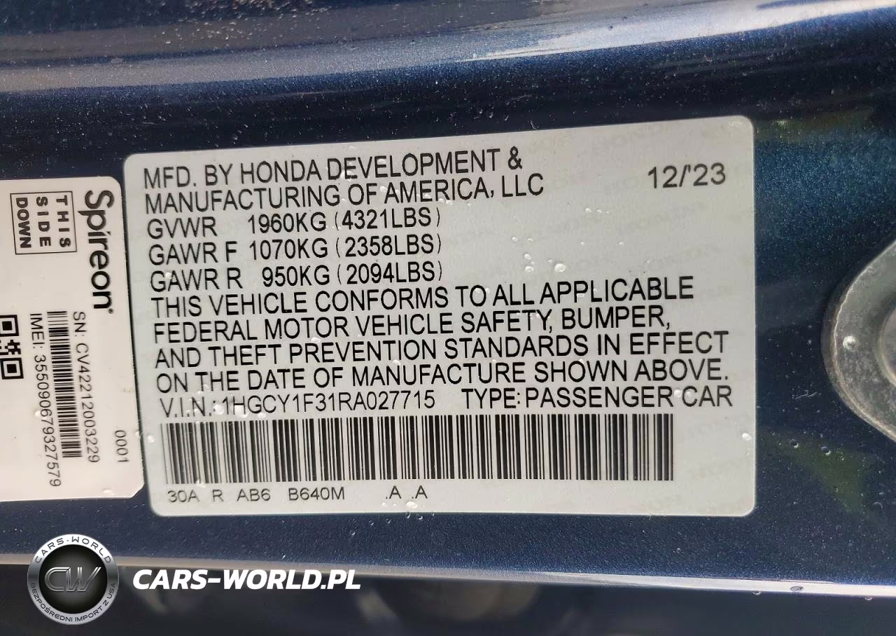 2024 Honda Accord Ex VIN:1HGCY1F31RA027715 - 12