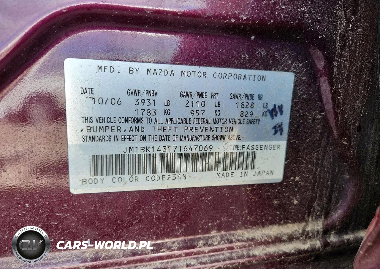 2007 Mazda Mazda3 VIN:JM1BK143171647069 - 12