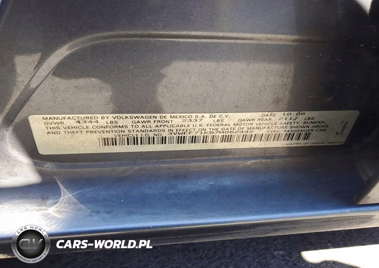2007 Volkswagen Jetta Wolfsburg VIN:3VWEF71K87M062442 - 12