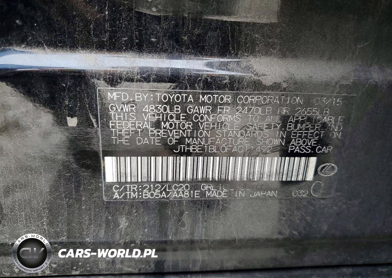 2015 Lexus Gs 350 VIN:JTHBE1BL0FA011492 - 12