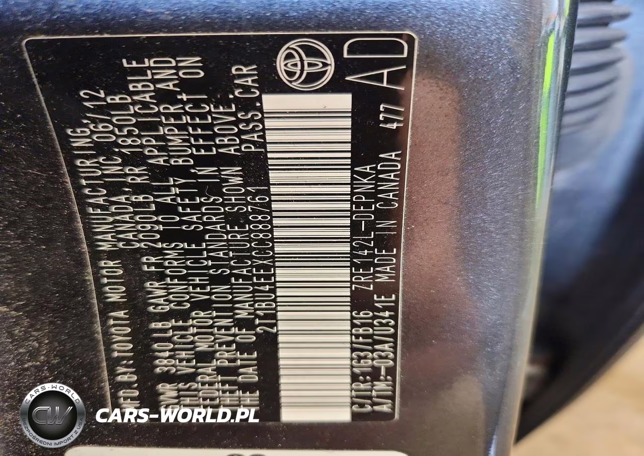 2012 Toyota Corolla Le VIN:2T1BU4EEXCC888761 - 12