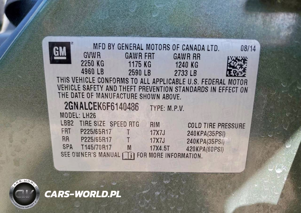 2015 Chevrolet Equinox Lt VIN:2GNALCEK6F6140486 - 13