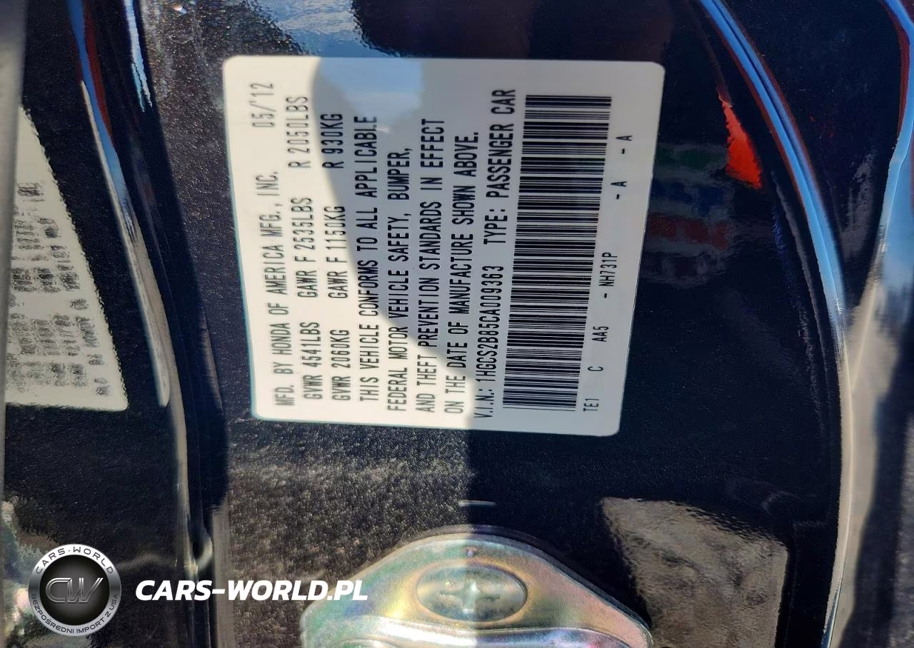 2012 Honda Accord Exl VIN:1HGCS2B85CA009363 - 12