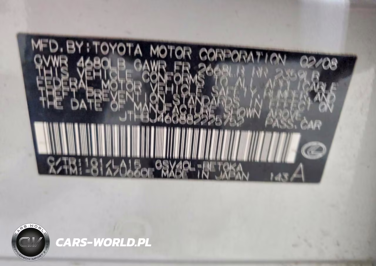 2008 Lexus Es 350 VIN:JTHBJ46G882225752 - 12