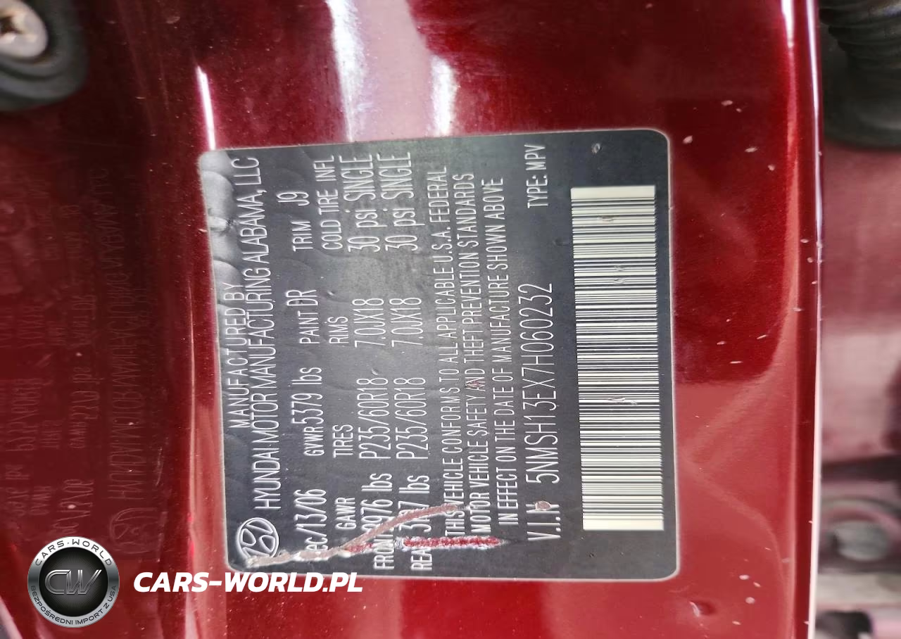 2007 Hyundai Santa Fe Se VIN:5NMSH13EX7H060232 - 12
