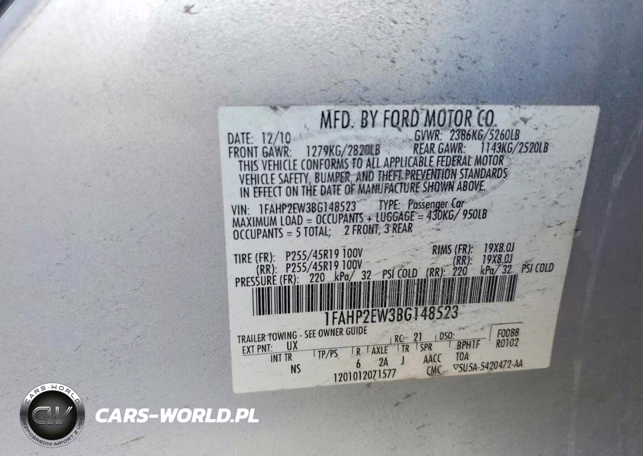 2011 Ford Taurus Sel VIN:1FAHP2EW3BG148523 - 12