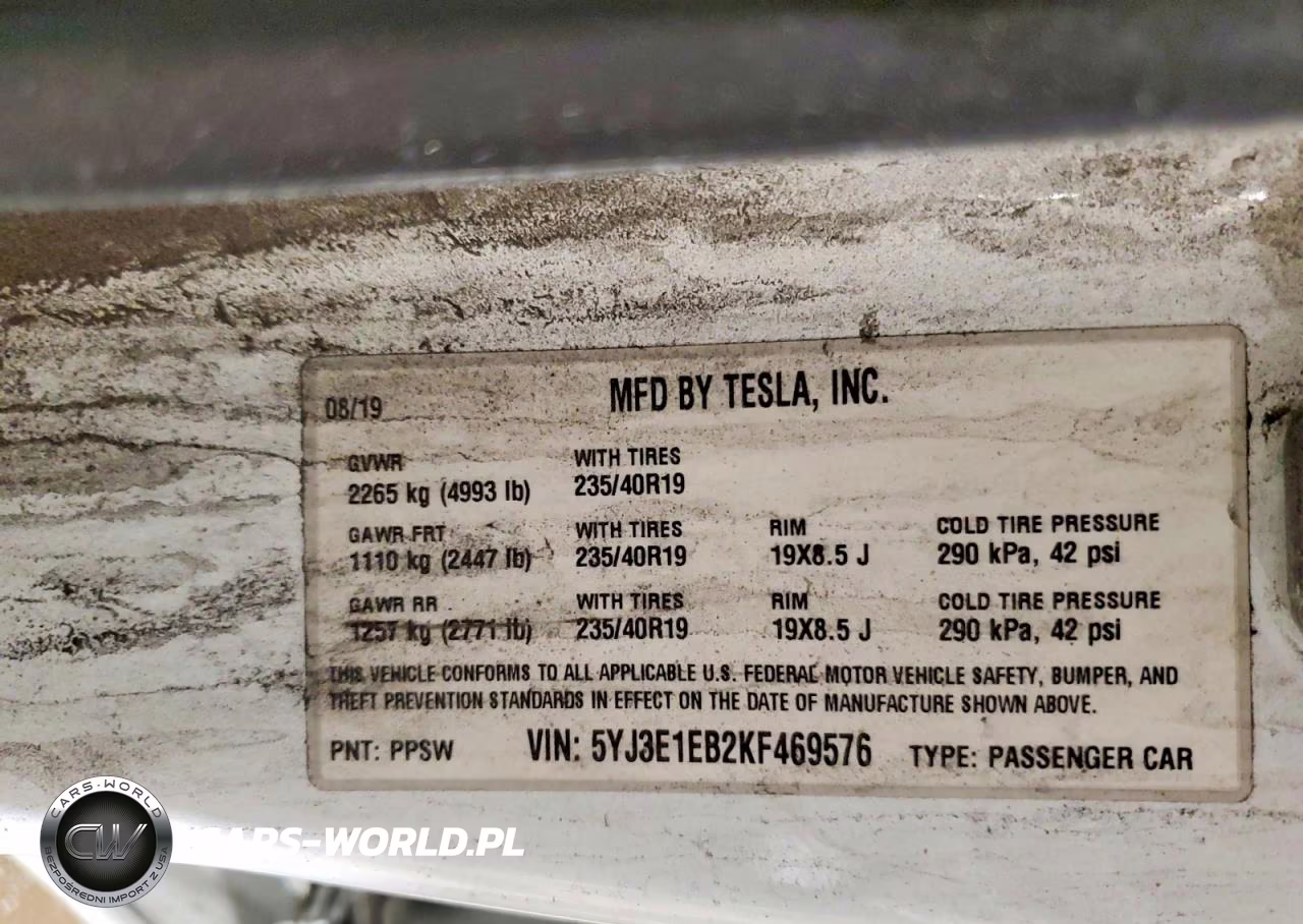 2019 Tesla Model 3 VIN:5YJ3E1EB2KF469576 - 12