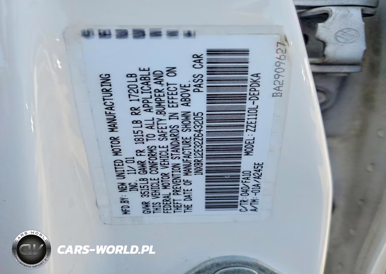 2002 Toyota Corolla Le VIN:1NXBR12E32Z643205 - 13